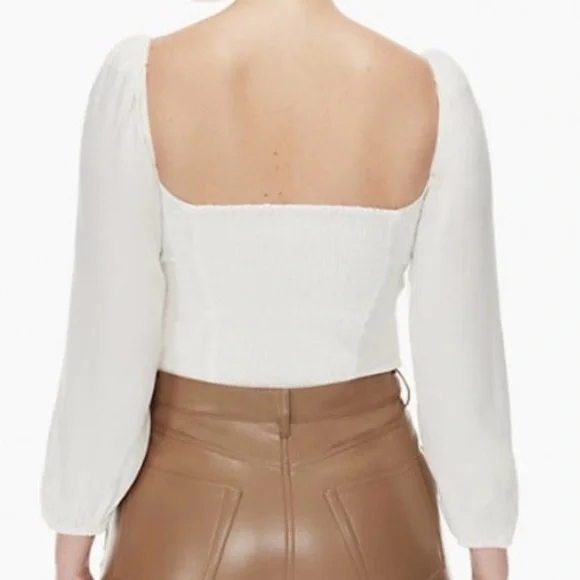 NWT Aritzia Wilfred Novella Blouse,Puff Sleeve,Sweetheart Neckline XL - Picture 4 of 8